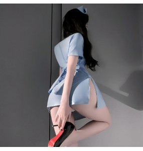FEE ET MOI - Restrained Desire Lace-Up Waist Nurse Dress (Blue)